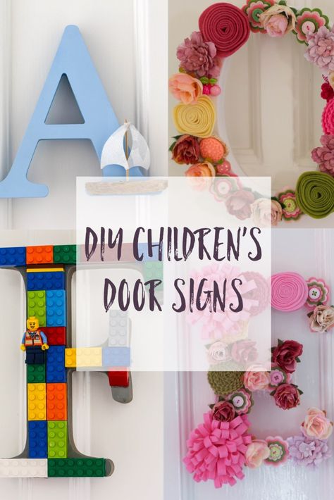 DIY Children’s Room Door Letters: children's bedroom door decor with Thimbleandtwig.com Children's wooden letter door sign. Personalised Door Signs. Nameplate for bedrooms. Bedroom Door Decor, Letters Craft, Bedroom Door Decorations, Door Decorating Ideas, Dorm Door Decorations, Room Door Decorations, Kids Door Signs, Craft Challenge, Door Letters