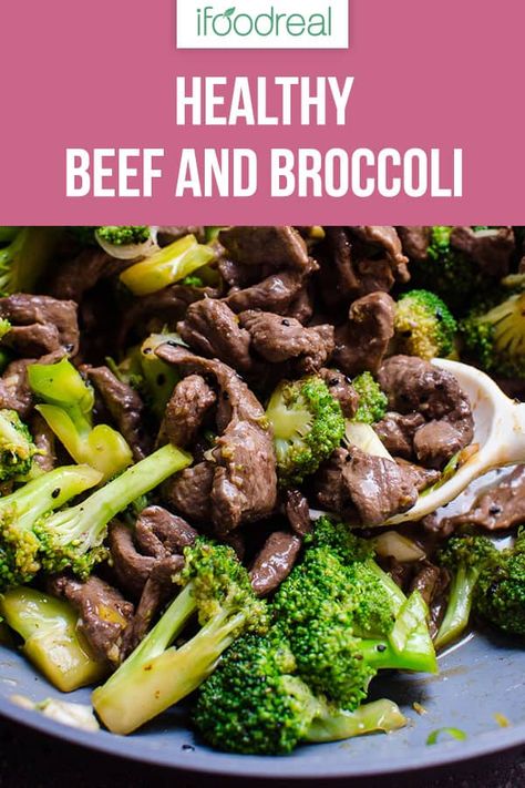 Healthy Beef and Broccoli Stir Fry Recipe can be on your family dinner table in 30 minutes. And there are leftovers for lunch too. #ifoodreal #cleaneating #healthy #recipe #recipes #lowcarb #keto #dinner Healthy Beef And Broccoli, Healthy Chinese Recipes, Steak And Broccoli, Asian Fusion Recipes, Keto Fitness, Family Dinner Table, Breakfast Keto, Healthy Beef, Broccoli Stir Fry