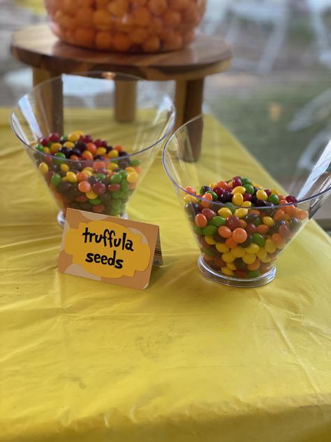 Lorax Themed Snacks, Lorax Party Food, Lorax Party Decorations, Lorax Birthday Party Ideas, Lorax Party Ideas, The Lorax Birthday Party Ideas, Truffula Seeds, Lorax Birthday Party, Lorax Birthday