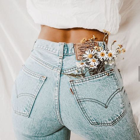 Senior Photo Outfits, Flower Photoshoot, Denim Flowers, Spring Photos, Instagram Photo Inspiration, A Flower, Follow For More, Denim Fashion, Photo Inspiration