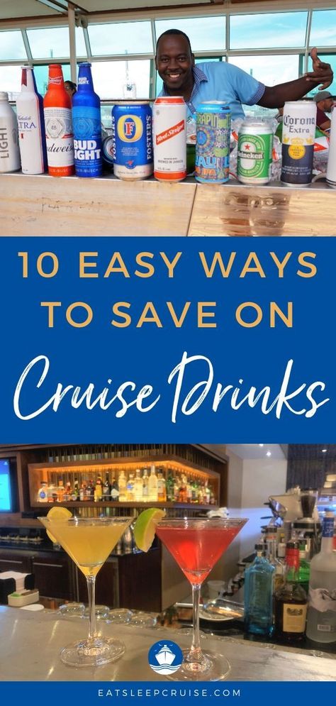 10 Easy Ways to Save Money on Cruise Drinks - EatSleepCruise.com. If you are looking to save some money on your next cruise vacation, we have our best cruise hacks and cruise tips to reduce the cost of your cruise drinks. Who doesn't love free cocktails? You know some of those drinks are so good you want the recipes. Find out how to save money while still enjoying the libations on your next cruise vacation! #cruisetips #cruisehacks #cruisesecrets #cruisedrinks #cruise #eatsleepcruise Hiding Alcohol On Cruise, Cruise Alcohol Hacks, Must Haves For A Cruise, Sneaking Alcohol On A Cruise, How To Sneak Alcohol On A Cruise, Celebrity Cruise Hacks, Carnival Cruise Hacks, Sneak Alcohol On Cruise, Sneak Alcohol