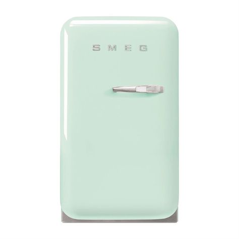 Smeg 50s Retro Mini Bar Fridge Pastel Green FAB5LPG5 - FS263 - Buy Online at Nisbets Smeg Mini Fridge, Smeg Range, Mini Bar Fridge, Built In Bench Seating, Smeg Kitchen, Smeg Fridge, Bar Fridge, Door Shelf, 50s Retro