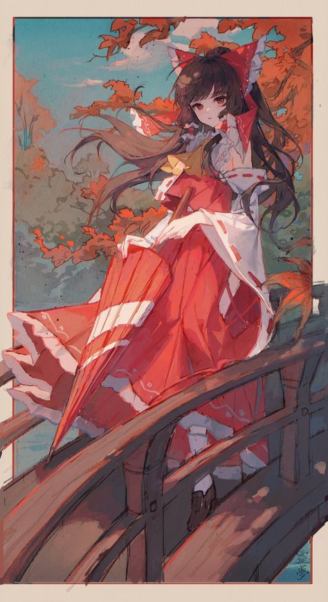 Touhou Cosplay, Reimu Hakurei, Touhou Anime, Animated Wallpapers For Mobile, Anime Scenery Wallpaper, 영감을 주는 캐릭터, Manga Pictures, An Anime, Anime Scenery