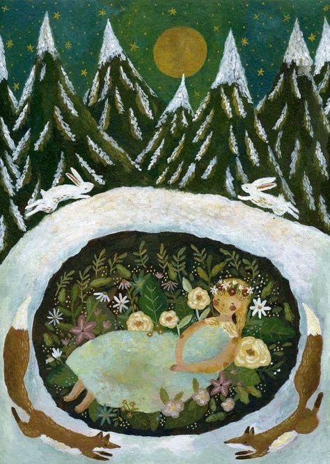 Winter Solstice Art, 동화 삽화, 강아지 그림, Arte Inspo, Fairytale Art, Art Et Illustration, Winter Art, Art And Illustration, Winter Solstice