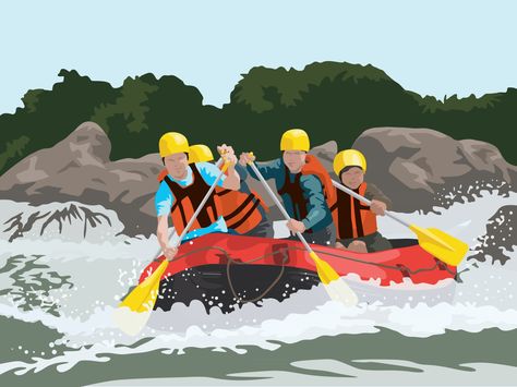 Adventure Graphic Design, Bg Design, Design Illustrations, Rafting, Graphic Design Illustration, Graphic Illustration, Kayaking, Vector Art, Illustration Design