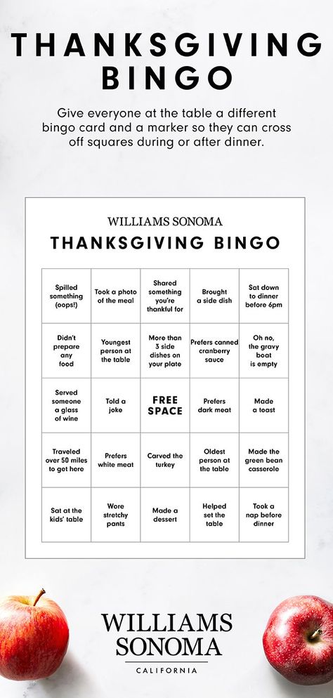 Williams Sonoma Free Printable Workbook Thanksgiving Bingo, Thanksgiving Planner, Thanksgiving Feast, Williams Sonoma, Turkey Recipes, Thanksgiving Recipes, How To Take Photos, Free Printable, Free Printables