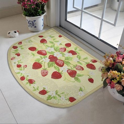 Rugs Slipping, Bedroom Mat, Strawberry Kitchen, Bedroom Mats, Strawberry Decorations, Cheap Carpet, Kitchen Carpet, Kitchen Rugs, Red Kitchen