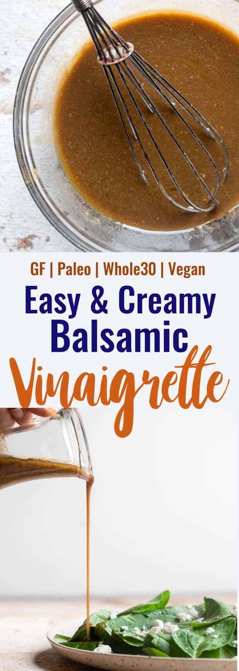 It's SO simple to make your own Whole30 Balsamic Vinaigrette Dressing! Only 4 ingredients and it's healthy, tangy, and delicious! | Food Faith Fitness | Avocado Oil Recipes, Whole 30 Vegan, Shred Diet, Creamy Balsamic Dressing, Dressing Healthy, Fodmap Food, Homemade Dressings, Ibs Diet, Balsamic Vinaigrette Dressing