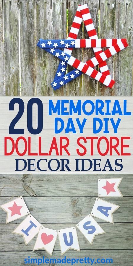 Memorial Day Dollar Tree Decorating Ideas! // Simple Made Pretty -- #dollartree #dollartreedecorideas #memorialday Memorial Day Decor Diy, Memorial Day Party Ideas, Orange Elephant, Memorial Day Activities, Patriotic Diy, Tree Decorating Ideas, Memorial Day Decorations, Patriotic Projects, 4th July Crafts