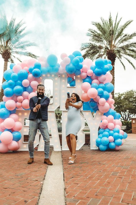 Big Balloon Gender Reveal, Gender Reveal Marquee Letters, Outdoor Gender Reveal, Light Up Marquee Letters, Shower Balloons, Baby Letters, Gender Reveal Balloons, Future Mommy, Big Balloons