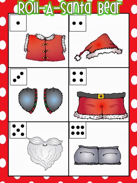 My kids love dice games. This is a fun roll a santa game. #freebielicious #christmastime Santa Games, Math Station, Christmas Units, Christmas Teaching, Xmas Theme, Winter Classroom, Christmas Kindergarten, Winter Preschool, Christmas School