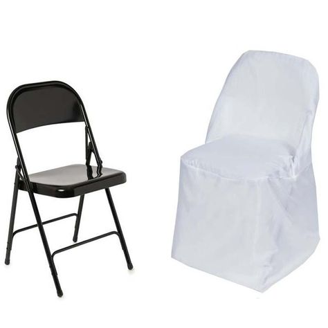 White Polyester Folding Flat Chair Covers | TableclothsFactory Diy Folding Chair Covers, Chair Covers Slipcover, Folding Chair Covers, Banquet Chair Covers, Chair Bows, Chair Covers Wedding, Elegant Chair, Chair Sashes, Round Chair