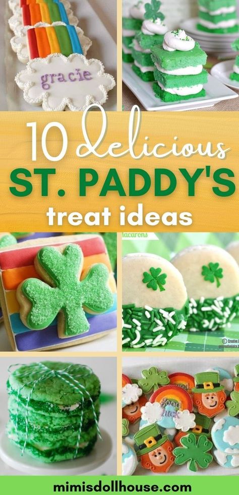 Desserts to make your St. Patrick's Day extra sweet! St. Patrick's Day Desserts, Sweet Treats and Festive Cookies. Take a bite of good luck with these adorable St.Patrick's Day treats and yummy goodies. Every holiday is made better with the right fun desserts and these Shamrock and Rainbow themed treats will brighten your St. Patrick's Day! #stpatricksday #rainbow #holiday #baking #diy #kids #party #partyideas #parties #crafts St Patrick's Day Rice Crispy Treats, St. Patrick’s Day Snacks, St Patrick's Day Desserts, St Patrick's Day Treats, Diy Kids Party, St Patrick Day Treats, Themed Treats, Party Spread, Easter Desserts Recipes