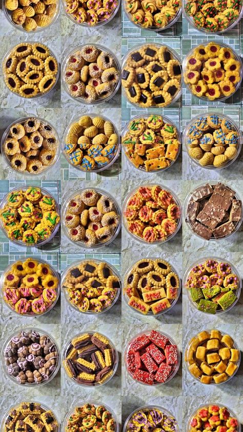 Biskut Raya Packaging, Kue Lebaran Cookies, Eid Cookies, Butter Cookie Recipe Easy, Kuih Raya, Bake Sale Packaging, Food Photography Dessert, Cake Filling Recipes, Eid Food