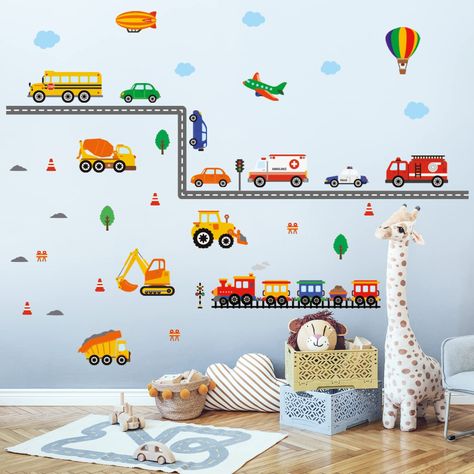 PRICES MAY VARY. 🚓LEARN AND PLAY – Playing is our brain’s favourite way of learning. Decowall stickers are not only a great educational tool but also a fun way to decorate your room. 🚜ADD COLOURS WITHOUT PAINTING – Decorate your room instantly. Bring colour and life into your room without the hassle of painting and cleaning. 🚒DIY & EASY PEEL AND STICK – Quickly apply your decals without making a mess. Time for a change? Simply remove and reposition without leaving any sticky residue on the wa Playroom/living Room, Boy Bedrooms, Kids Bedroom Boys, Kids Study, Nursery Baby Room, Kids Wall Decals, Nursery Wall Decals, Baby Bedroom, Toddler Room