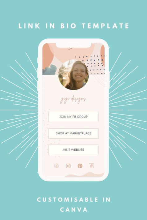 Link In Bio Instagram Template | Digital Download | Link Tree Alternate | Instagram Landing Page - This is a digital download that is fully customisable in Canva (change fonts, colours, images) - Place the link to your branded and customised Link In Bio template within your Instagram Bio Instagram Branding Template, Bio Template, Valentine Template, Instagram Design Layout, Facebook Banner, Quote Template, Branding Template, Fashion Templates, Digital Business Card