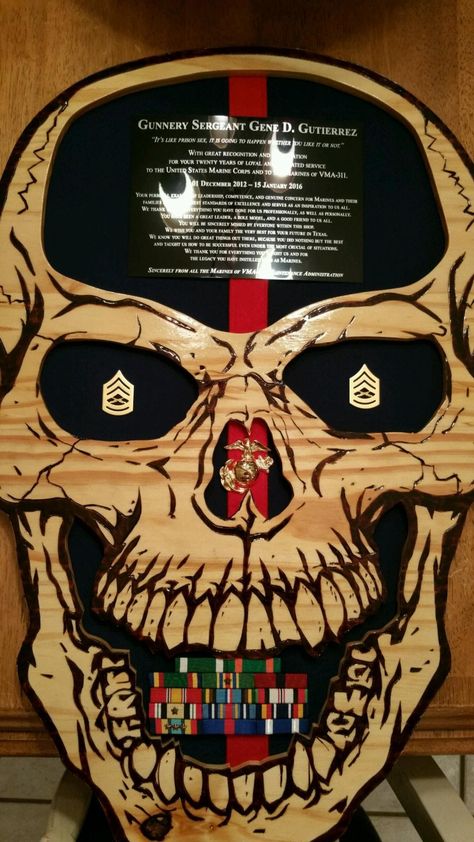 USMC plaque Questions on design or price contact Lunawood1775@gmail.com Usmc Plaque Ideas, Usmc Gifts, Military Shadow Box, Flag Display Case, Cave Room, Flag Display, Funny Retirement Gifts, Semper Fi, Retirement Humor