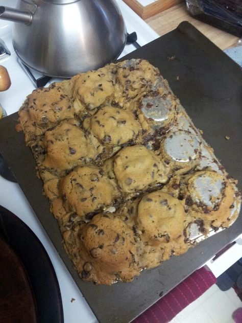 FAIL!!! Cookie bowls baked on bottom of muffin tin. Totally melted all over my oven!! Cookie Bowls, Muffin Tin, Banana Bread, Fails, Muffins, Oven, Tin, Bread, Bowl