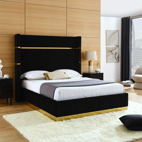 Product Features Comfortable & Elegant: Designed in a modern wingback headboard, smooth corduroy, and soft sponge wrap the entire bed frame, which will add sophisticated style to any bedroom.