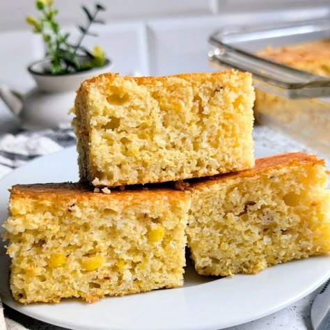 Greek Yogurt Cornbread Recipe Greek Yogurt Cornbread, High Protein Cornbread, Yogurt Cornbread Recipe, Yogurt Cornbread, Plain Yogurt Recipes, Greek Yogurt Bread, Sides For Bbq, Yogurt Substitute, Chicken Sides