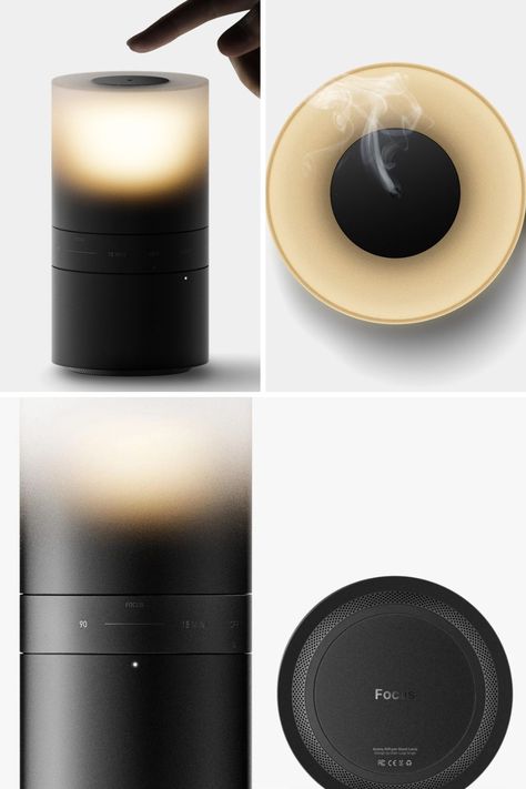 Focus is a combination of an aroma diffuser and a mood lamp in the form reminiscent of a scented candle. Designed to help you focus on the task at hand while also leaving plenty of room to take a break and become mindful. This mood lamp concept, however, actually makes it a core part of its design, bringing together different sensations and cues to help develop a habit of focus and mindfulness without forcing the practice. Read More. Aroma Diffuser Design, Mood Lamp, Candle Design, Mood Lamps, Room Diffuser, Lighting Concepts, Scent Diffuser, Id Design, Product Development