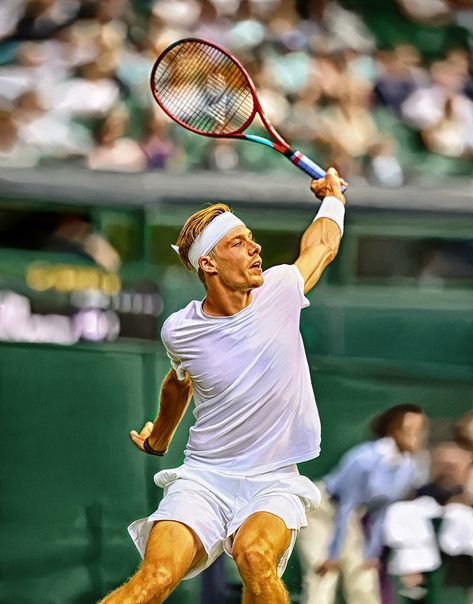 Denis Shapovalov of Canada plays backhand at Wimbledon 2021. Digital artwork print poster. Tennis fan art gift. Tennis Artwork, Denis Shapovalov, Atp Tennis, Tennis Art, Tennis Fan, Artwork Print, Ipad Skin, Wimbledon, Print Poster