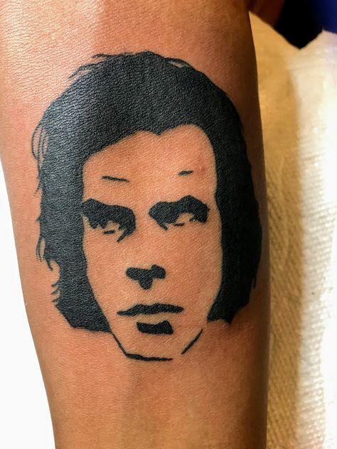 Nick Cave. By Charlie at Lifetime tattoo in Denver. #tattoos #tattoo #beauty Nick Cave Tattoo, Lifetime Tattoo, Cave Tattoo, Nick Tattoos, Trending Tattoos, Prison Tattoos, Tattoo Artwork, R Tattoo, Nick Cave