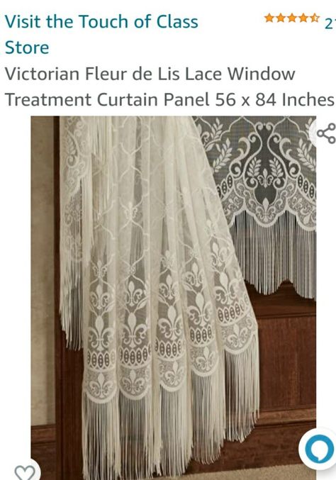 Victorian Window Treatments, Layered Window Treatments, Lace Window Treatments, Victorian Curtains, Scalloped Valance, Victorian Windows, Lace Curtain Panels, Ivory Curtains, Lace Window