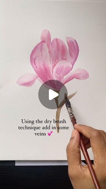 Rashmi Thodkar on Instagram: "A magnolia tutorial for this weekend 💕 Enjoy ��💕 I’ve painted it entirely with 1 brush - the @goldenmapleart mop ! Get yours at a 15% discount with the code “rashmi” 💕🤗  #magnolia #magnoliatutorial #watercolormagnolia #magnolias #magnoliapainting" Magnolia Tree Painting, Magnolia Painting, Magnolia Paint, Dry Brush Technique, Watercolor Flowers Tutorial, Flowers Tutorial, Magnolia Trees, Magnolia Flower, Flower Canvas