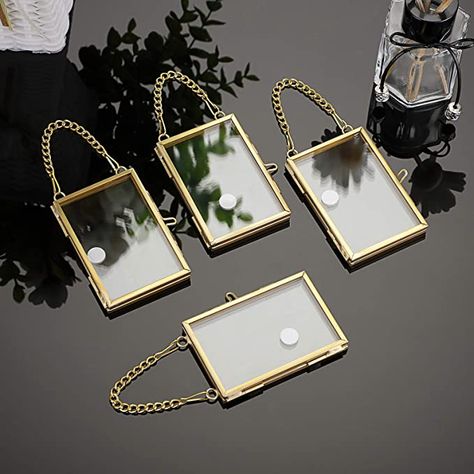 Amazon.com - JuxYes Set of 4 Mini Brass Wall Hanging Photo Frame, Golden Glass Hanging Picture Artwork Display Frame, Double Glass Floating Frame Style Gallery Wall Frame for Picture, Pressed Flower, Poster, etc - Wall Hanging Photo Frames, Mini Picture Frames, Brass Wall Hanging, Picture Frame Ornaments, 8x10 Picture Frames, Double Glass, Hanging Frames, Gallery Wall Frames, Hanging Photos