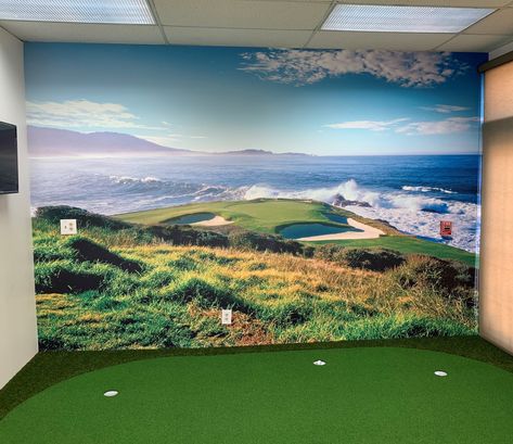 What's your dream golf course? Now you can visit some of the most famous links from around the world with our collection of golf wallpaper murals. From Pebble Beach to Augusta, decorate your home or put-put practice space with a stunning aerial view of your favorite golf course. Not seeing your favorite link? Don't forget our Create Your Own mural option! Golf Decor Ideas, Golf Course Wallpaper, Golf Mural, Sports Mural, Golf Wallpaper, Garage Building Plans, Sports Wallpaper, Golf Simulator, Golf Decor