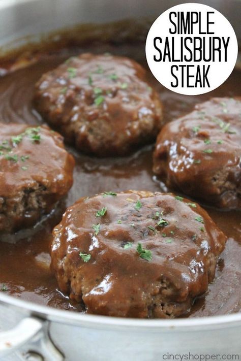 Simple Salisbury Steak, بطاطس مهروسة, Crockpot Recipes Beef Stew, Beef Steak Recipes, Salisbury Steak Recipes, Hamburger Steak, Crockpot Recipes Beef, Steak Fajitas, Hamburger Meat