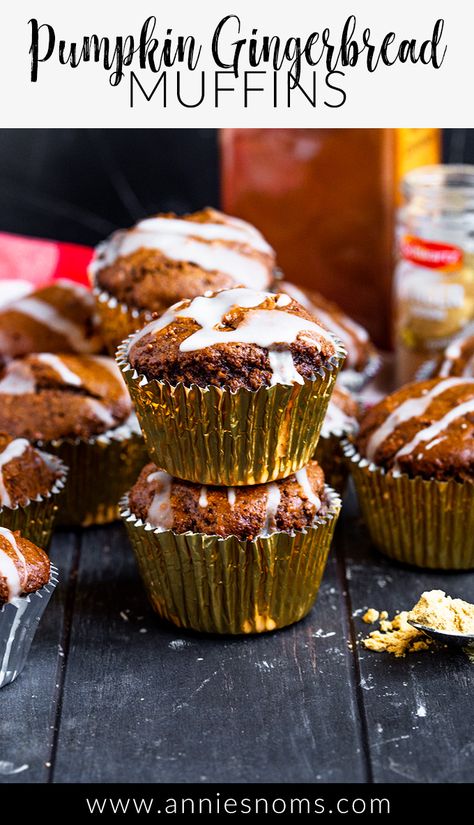 These Pumpkin Gingerbread Muffins are rich, soft and packed full of flavour. Perfect for the Holiday season, enjoy them for breakfast, a snack or just to treat yourself. #pumpkingingerbreadmuffins #gingerbread #muffins #breakfast #pumpkingingerbread #gingerbreadmuffins #holidaybaking Pumpkin Ginger Muffins, Pumpkin Molasses Muffins, Gingerbread Muffins Healthy, Pumpkin Gingerbread Muffins, Assorted Muffins, Gingerbread Muffins Recipe, Healthy Gingerbread, Christmas Muffins, Gingerbread Dessert