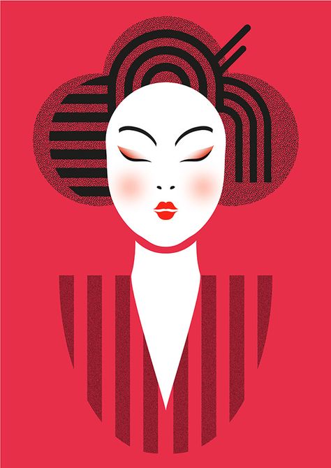 Geisha Design, Geisha Illustration, Japanese Background, Art Deco Wall Art, Paper Art Sculpture, Eye Illustration, Japanese Poster Design, Canvas Art Projects, Minimalist Drawing