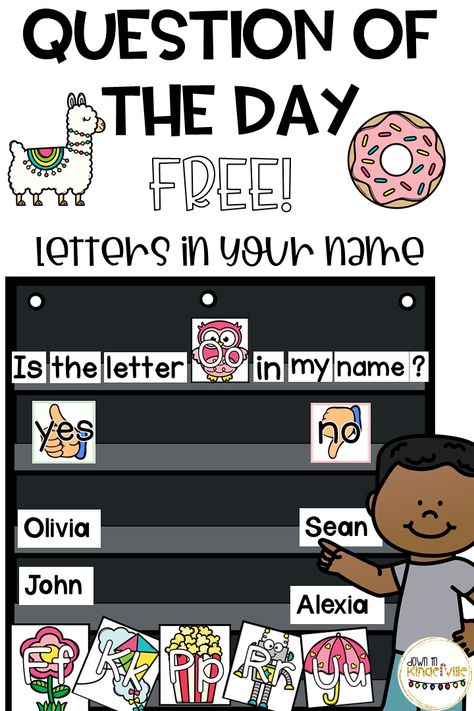 Morning Sign In Preschool, Pre K Attendance Board, Identity Activities, My Name Begins With The Letter Free, Morning Meeting Prek, Prek Question Of The Day, Preschool Circle Time Activities, Letter Of The Day, Circle Time Songs