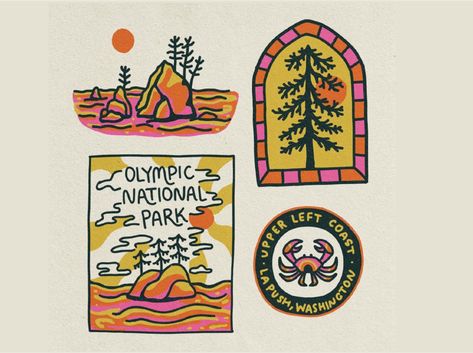 Park Logo Design, Camp Gear, Type Illustration, Parking Design, Olympic National Park, Badge Design, Patch Design, Vintage Logo, Summer Camp