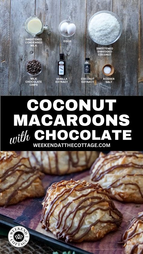 DON'T DELAY! Make these cookies, NOW! Our COCONUT MACAROONS WITH CHOCOLATE are so easy to make, you only need these 7 ingredients: 400 g sweetened shredded coconut ¾ C sweetened condensed milk 1 tsp pure vanilla extract 1 tsp pure coconut extract 2 egg whites ¼ tsp kosher salt ½ C milk chocolate chips Perfect for your holiday baking trays or cookie exchange parties! CLICK for 🔗 RECIPE 🔗 VIDEO is here -> https://youtu.be/pAOkcUDfA8Q Make Macaroons, Simple Holiday Cookie Recipes, Chocolate Coconut Macaroons, Festive Baking, Xmas Recipes, Coconut Extract, Baking Trays, 2024 Goals, Macaroon Recipes