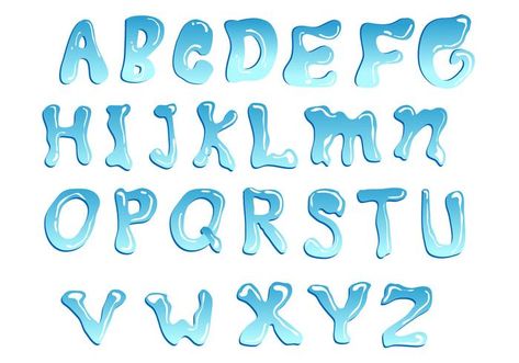 Blue Water Font Vector Font Huruf A-z Aesthetic, Font Graphic Design, Drawing Cartoon Faces, Alfabet Letters, Water Aesthetic, Alphabet Fonts, Water Font, Simple Designs To Draw, Font Graphic