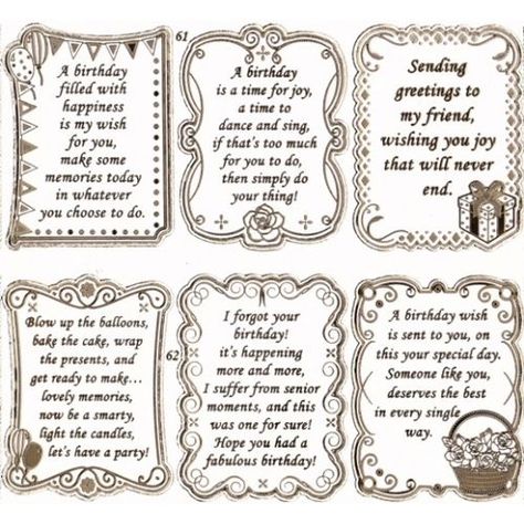 Free printable sentiments. Happy birthday ... Verses For Birthday, Happy Birthday Verses, Greeting Card Sentiments, Birthday Verses For Cards, Card Verses, Birthday Verses, Birthday Card Messages, Birthday Card Sayings, Birthday Poems