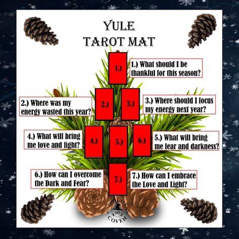 Infinity Coven on Instagram: “Yule Tarot Mat 🌟🎄✨🕯🌟🌚🌟🕯✨🎄🌟 This Yule Tarot Mat was designed to complement your Sabbat with a Yule themed card spread. Let us help you build…” Yule Tarot, Spirituality Crystals, Hearth Witch, Yule Traditions, Witchy Academia, Magical Universe, Tarot Reading Spreads, Happy Winter Solstice, Card Meanings