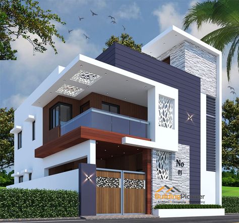 Buy 30x40 north facing readymade house plans online | BuildingPlanner 2 Floors Building Elevation, 2 Floor Elevation Design, 2 Floor Elevation Design Modern, Elevation Material, Indian House Exterior Design, North Facing House, House Outer Design, Small House Elevation, House Roof Design