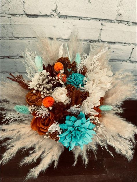 Sunflower Barntiques Burnt Orange Bouquet, Orange Bouquet, Orange Bouquets, Cowboy Wedding, Flower Bouquet Wedding, Burnt Orange, Fall Wedding, Wedding Flowers, Sunflower