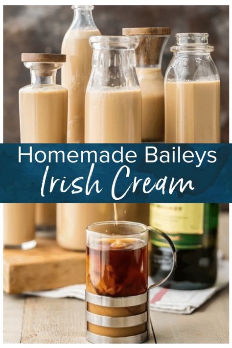 Baileys Recipes Drinks, Homemade Liqueur Recipes, Homemade Baileys Irish Cream, Baileys Irish Cream Recipes, Irish Cream Recipe, Homemade Baileys, Irish Cream Coffee, Homemade Irish Cream, Day Cocktails