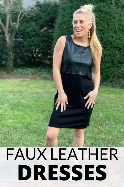 Best Faux Leather Dresses UNDER $100 - Faux Leather is a timeless, classic trend. Anyone can rock a faux leather dress, you just need to find the best style for you. Here are 10 styles ALL under $100! Shopping time for YOU! #FauxLeather #Leather #Dresses Faux Leather Dress Outfit, Easy Mom Fashion, Sheath Dress Outfit, Leather Dress Outfit, Black Faux Leather Dress, Outfits Unique, Buzz Feed, Faux Leather Dress, Midi Sheath Dress