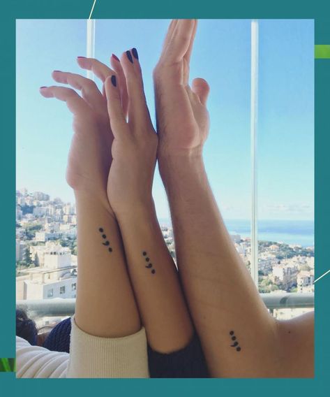 Three Sister Tattoos, Siblings Tattoo For 3, Matching Cousin Tattoos, Good Family Tattoo, Matching Family Tattoos, Cousin Tattoos, Small Sister Tattoos, Meaningful Wrist Tattoos, Small Matching Tattoos