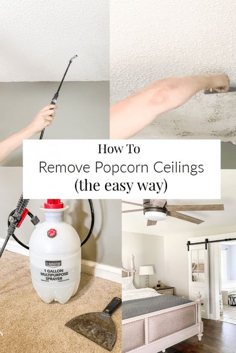 How To Remove Popcorn Ceilings The Easy Way : White Ceiling Paint, Diy Home Updates, Basement Decoration, Removing Popcorn Ceiling, Dream Basement, Diy Sliding Barn Door, Popcorn Ceiling, Basement Makeover, Diy Ceiling