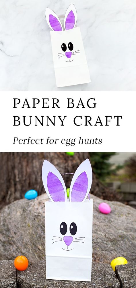 Just in time for Easter, learn how to make the easiest paper bag bunny craft, perfect for holding candy, Easter treats, or for gathering eggs at school or community Easter egg hunts. via @https://www.pinterest.com/fireflymudpie/ Paper Bag Bunny, Easter Egg Bag, Easter Basket Crafts, Bunny Craft, Easter Treat Bags, Easter Gift Bags, Paper Bag Crafts, Easter Preschool, Easter Bags