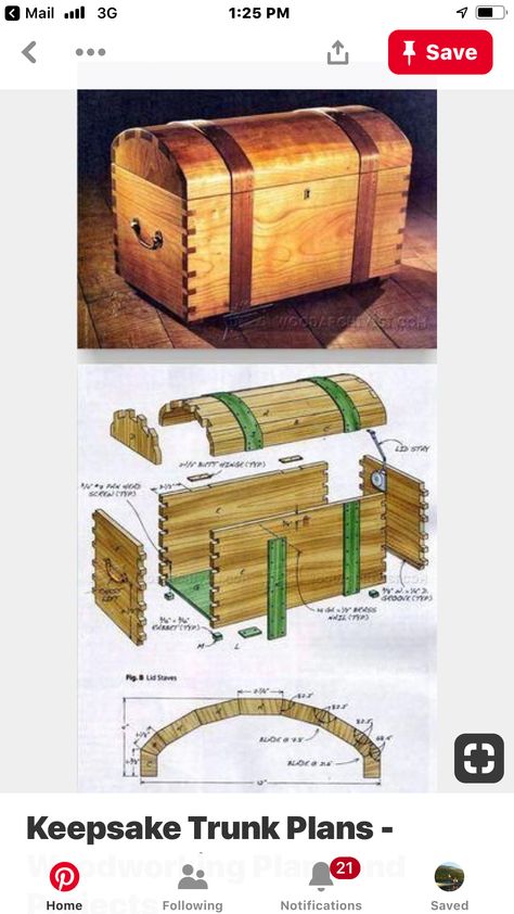 Keepsake Trunk, Bookcase Plans, Wooden Trunk, Hantverk Diy, Woodworking Tools Workshop, Wood Crafting Tools, Woodworking For Kids, Popular Woodworking, Wood Plans