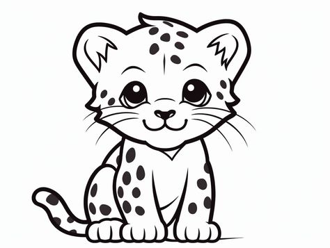 Leapord Drawings, Cheetah Drawing Easy, Leopard Coloring Pages, Leopard Sketch, Cheetah Drawing, Leopard Drawing, Zoo Animal Coloring Pages, Character Outline, Cheetah Face