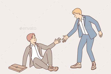 Business Man Extends Hand to Fallen Partner to Helping Someone Up, Canva Stickers, Drawing Studio, Minimal Drawing, Helping Someone, Minimal Drawings, Person Drawing, Kid Character, Helping Children